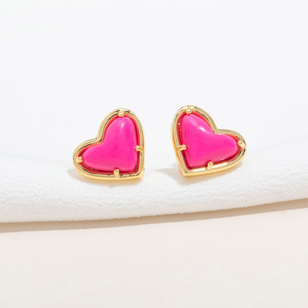 Alicia Bonnie Pink Magenta Heart Stud Earrings Love Gift Wedding Bridal Everyday 16$